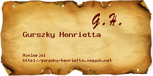 Gurszky Henrietta névjegykártya